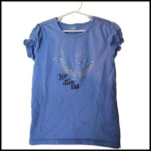 Gymboree Blue Tee T-Shirt Rhinestone Whale Size‎ 10 Years Girls Kids
